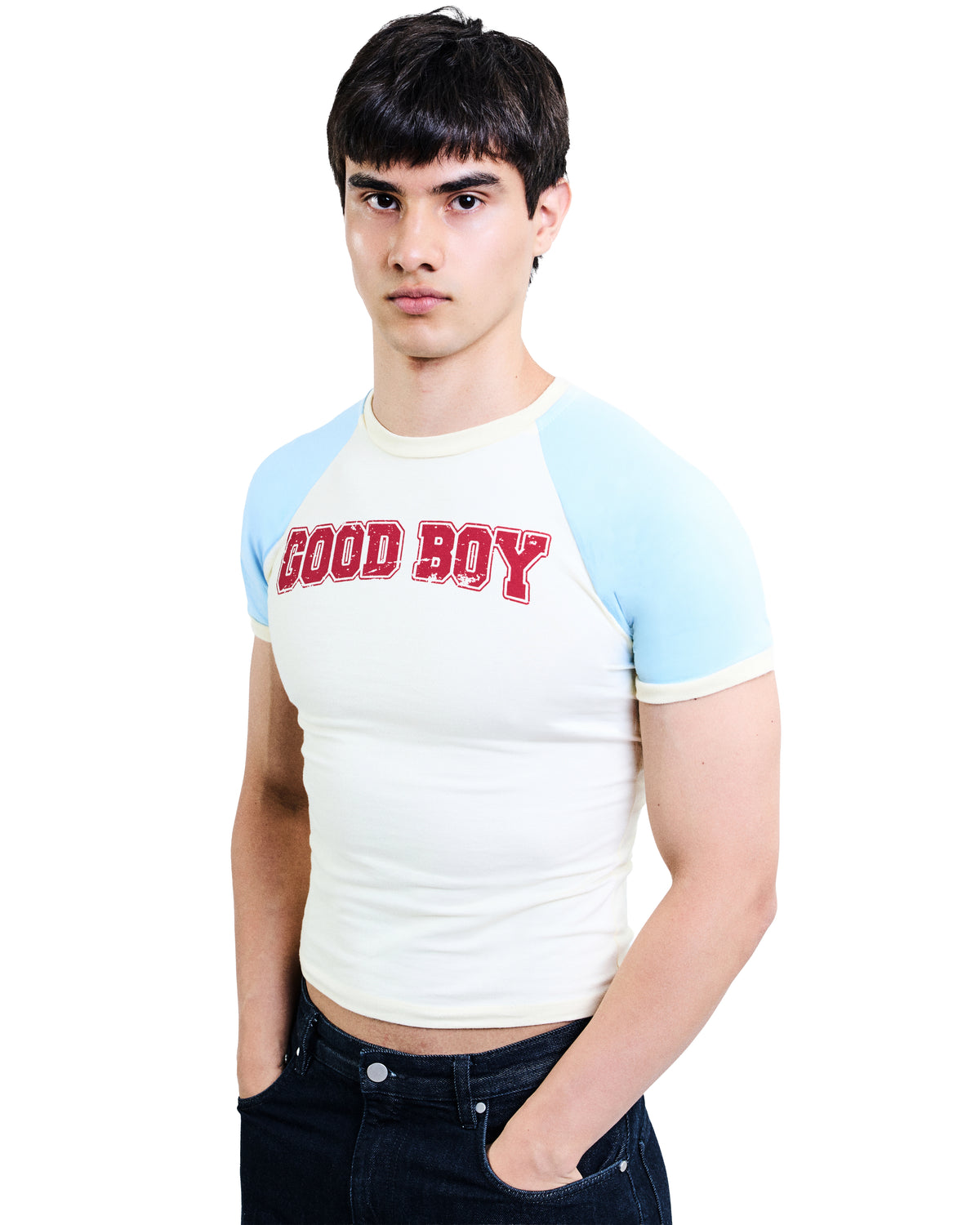 Baby tee Raglan Good Boy - Off White