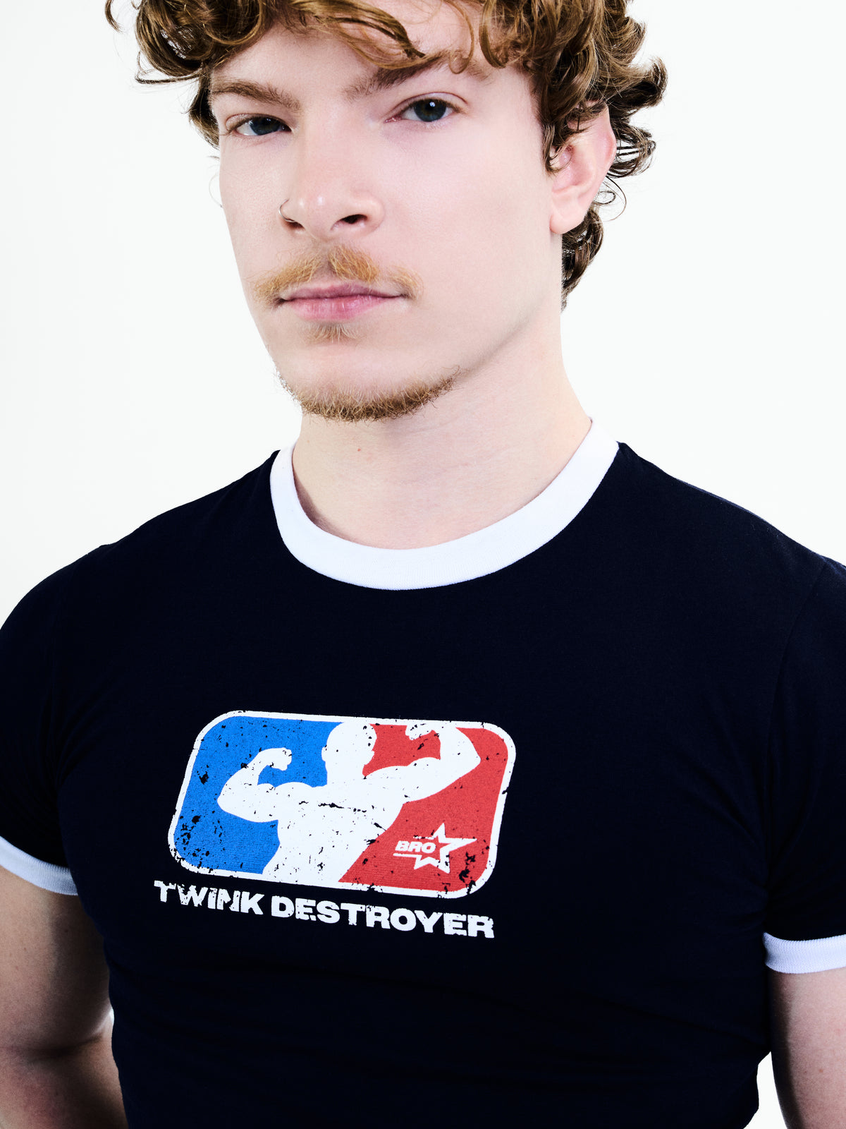 Baby Tee Ringer Twink Destroyer - Marinho