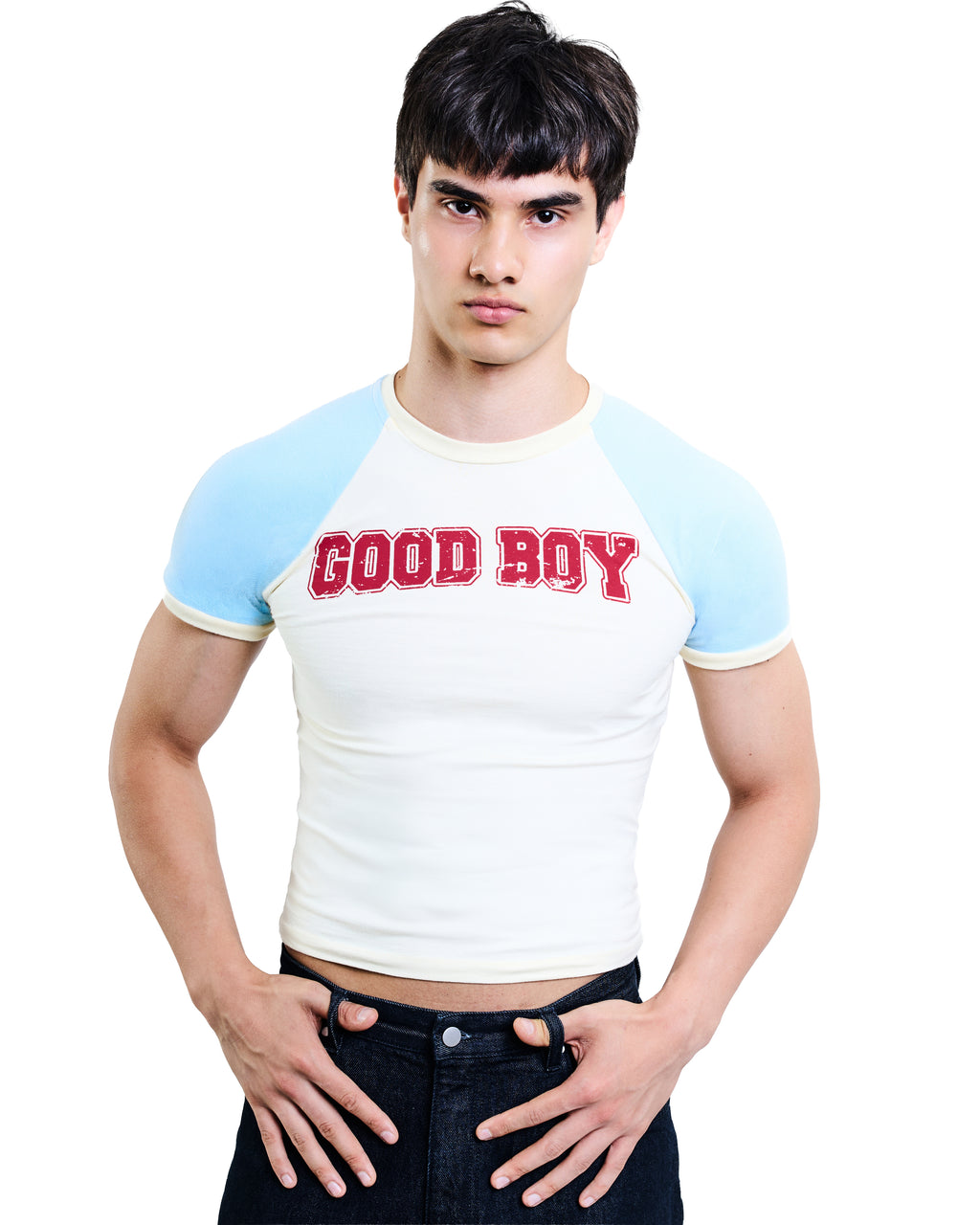 Baby tee Raglan Good Boy - Off White
