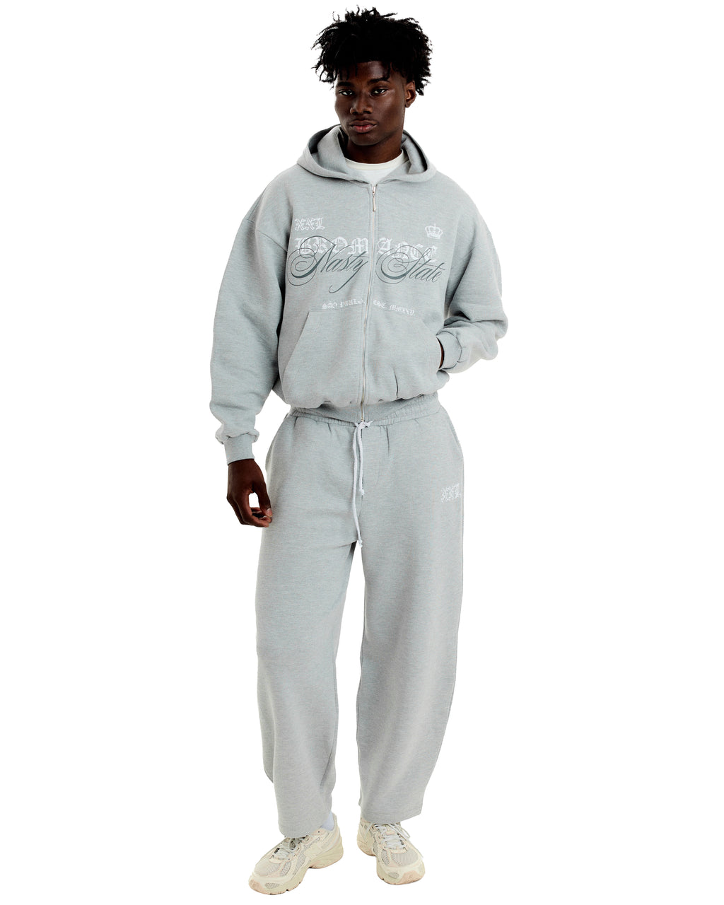 Nasty State Hoodie Set - Cinza Mescla