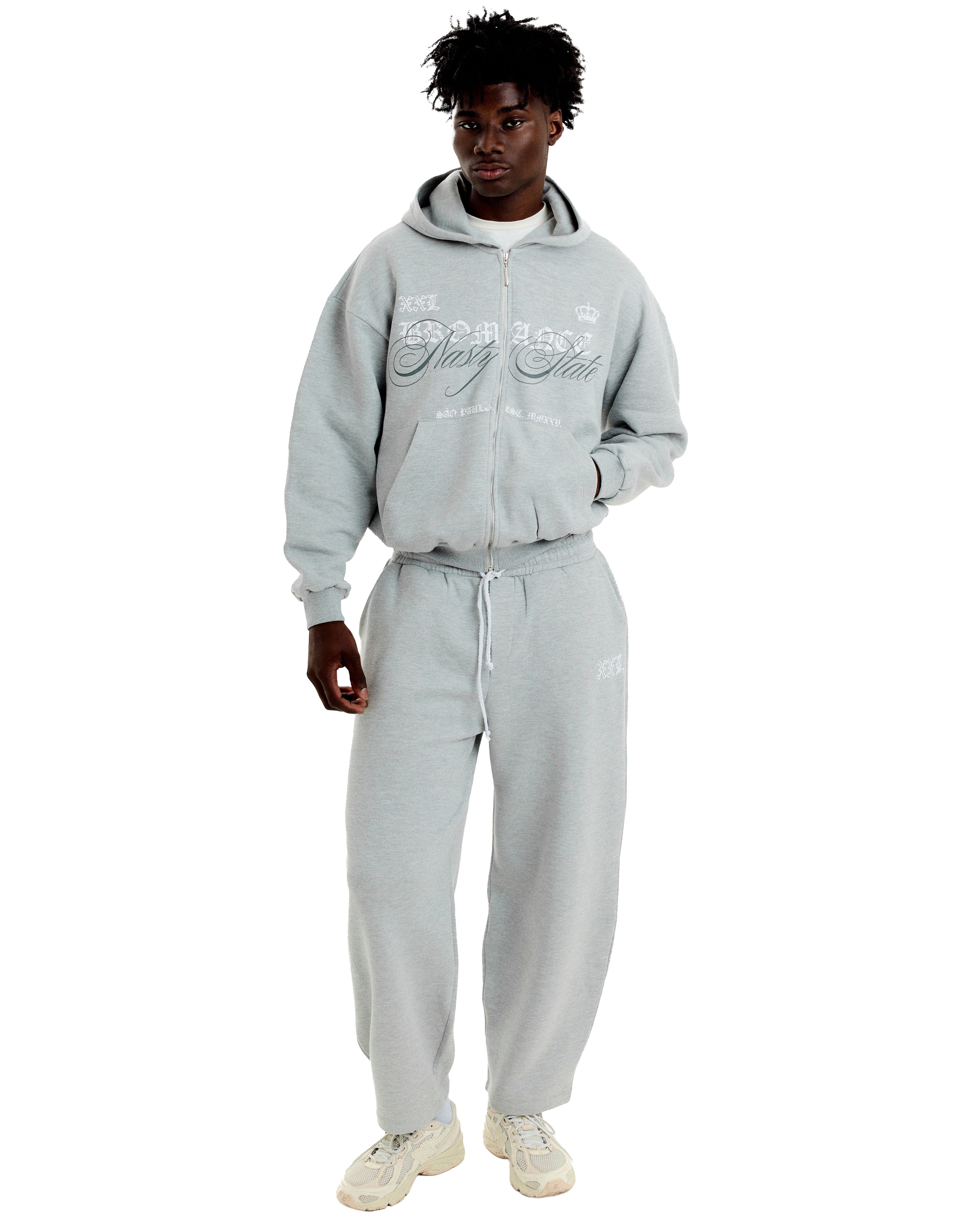 Nasty State Hoodie Set - Cinza Mescla