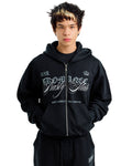 Boxy Zip Hoodie Nasty State - Preto
