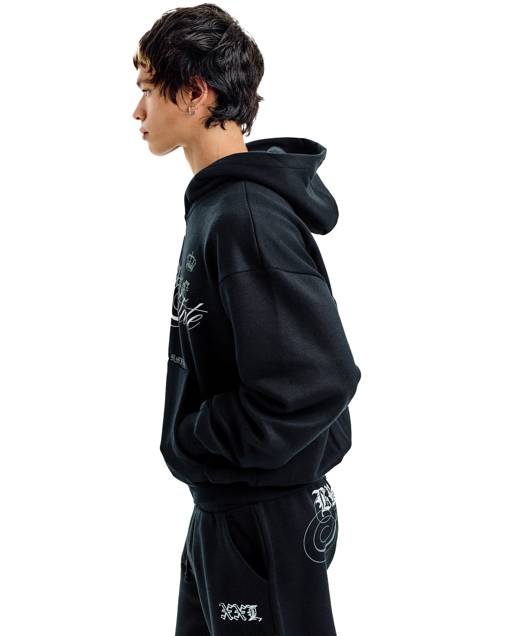 Boxy Zip Hoodie Nasty State - Preto