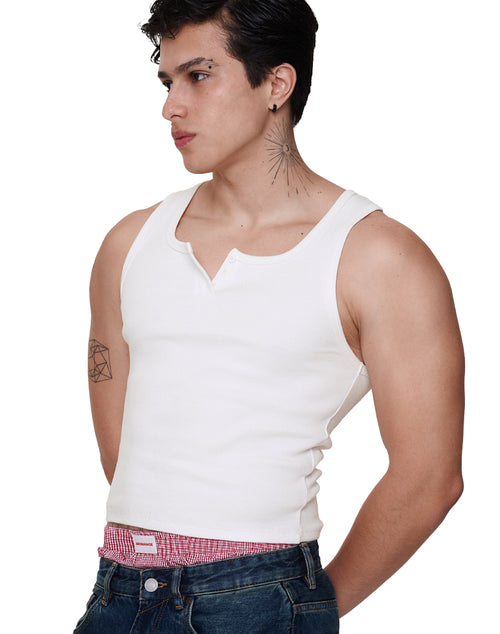 Regata - 90S Henley Rib Tank - Branco
