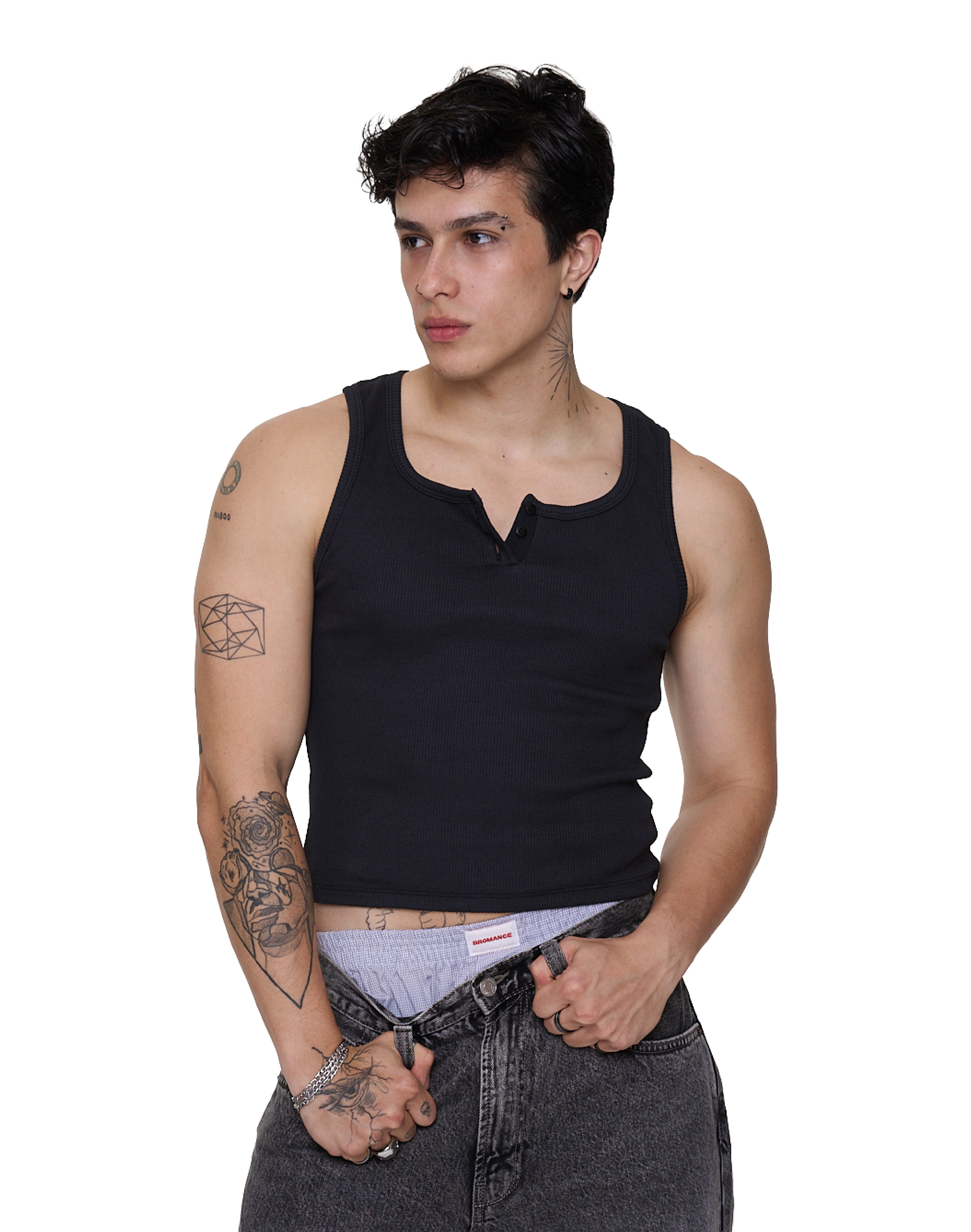 Regata - 90S Henley Rib Tank - Preto