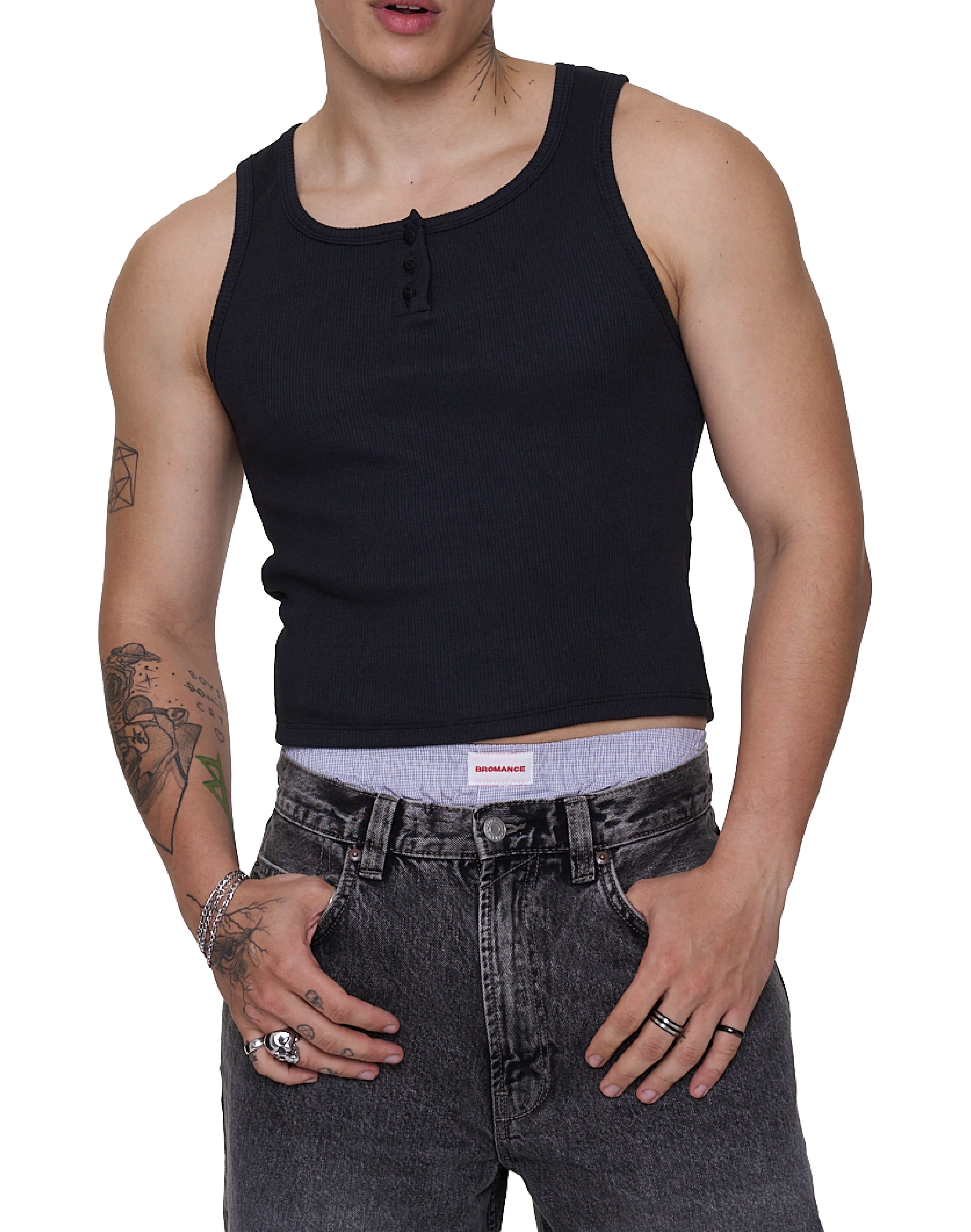 Regata - 90S Henley Rib Tank - Preto