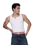 Tank Top - 90S Henley Rib Tank - White