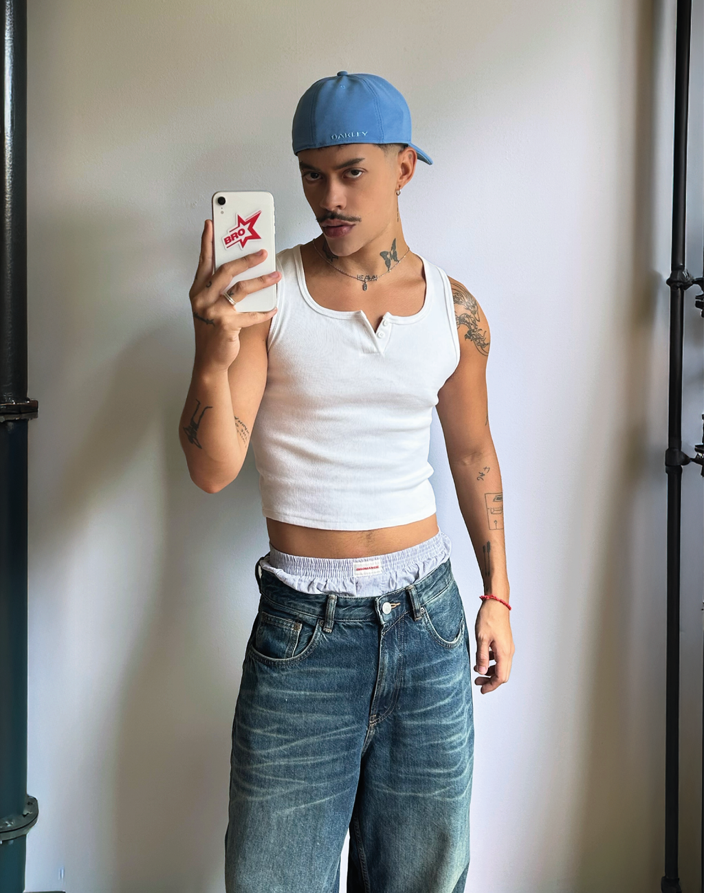 Tank Top - 90S Henley Rib Tank - White